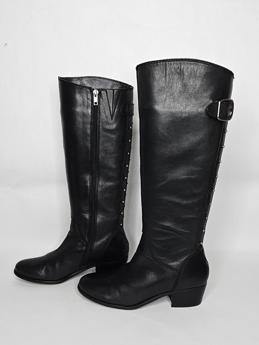 Arturo Chiang Studded leather Black Heel Boots 8